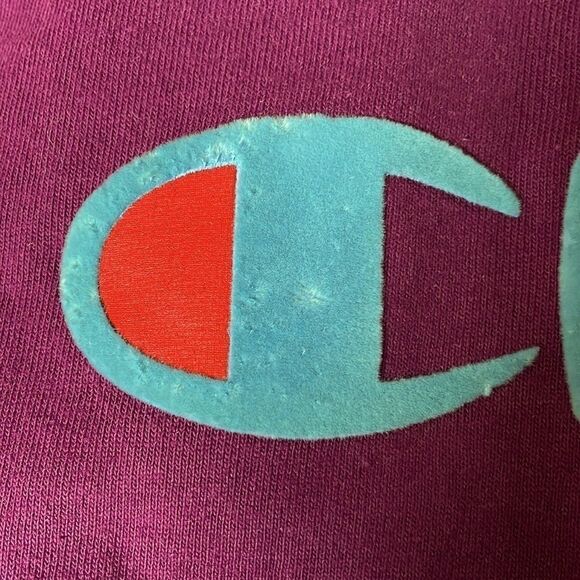 CHAMPION long sleeved 100% cotton crew neck tee with flocked script size XS - Picture 7 of 7